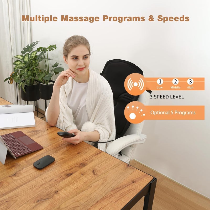 SLOTHMORE Back Massage Chair Pad, Back Massager with Heat for Pain Relief, Chair Massager for Full Body Massage, Deep Tissue Vibration Massger with 2 Adapters, Chair Massager for Office and Recliner - Image 5